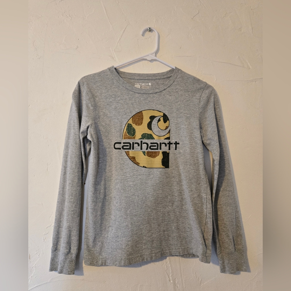 Carhartt Heather Gray Long Sleeve with Camo Logo